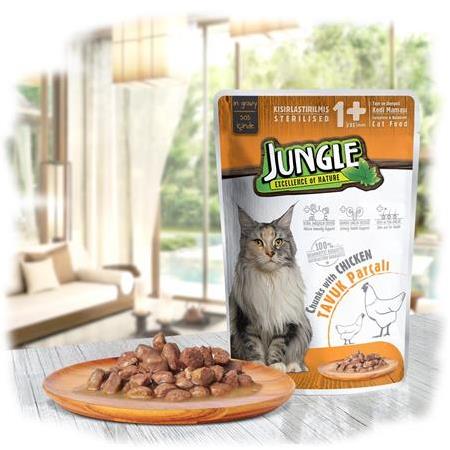 Jungle Pouch Kısır Kedi Tavuklu 22 Ad.Jelli Yaş M.