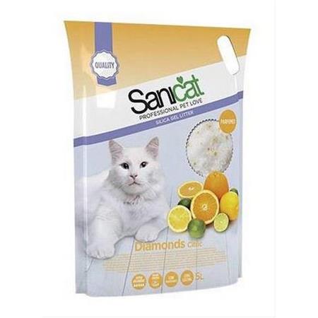 Sanicat Diamonds Citrik Limon/Portakal Aromalı Silica Kedi Kumu 5 Lt